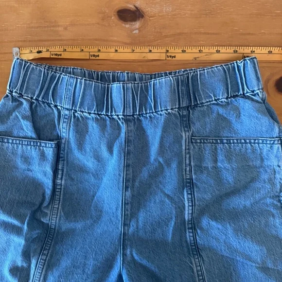 Madewell, Light Wash Denim, Pull-On, Wide Leg Pant, Cropped, Women's, Small - Picture 4 of 11